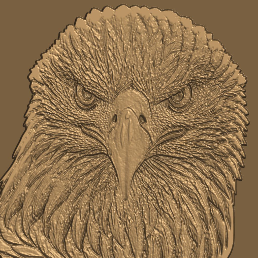 CNC relief render of an eagle created with free browser CAM software